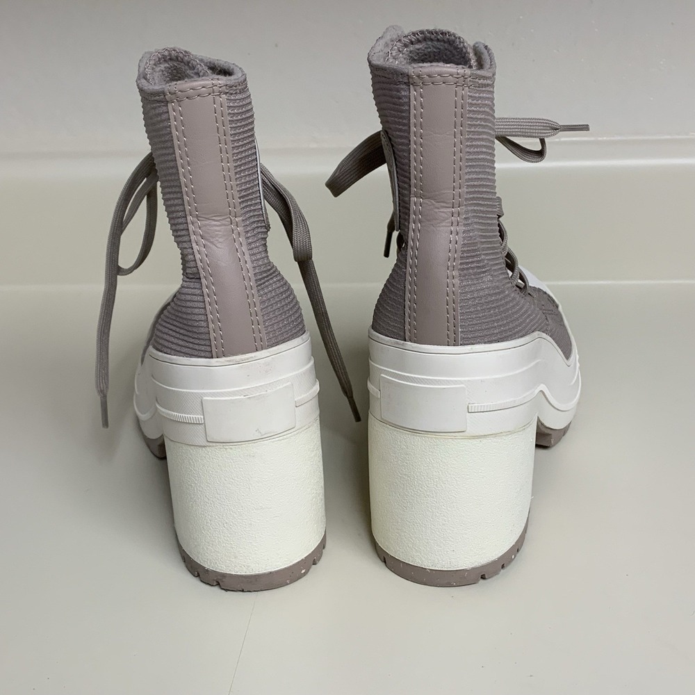 Converse Chuck 70 De Luxe Shoes Women's 6 Gray White Chunky Heel Platform Boots - Picture 3 of 16